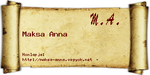 Maksa Anna névjegykártya
