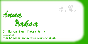 anna maksa business card